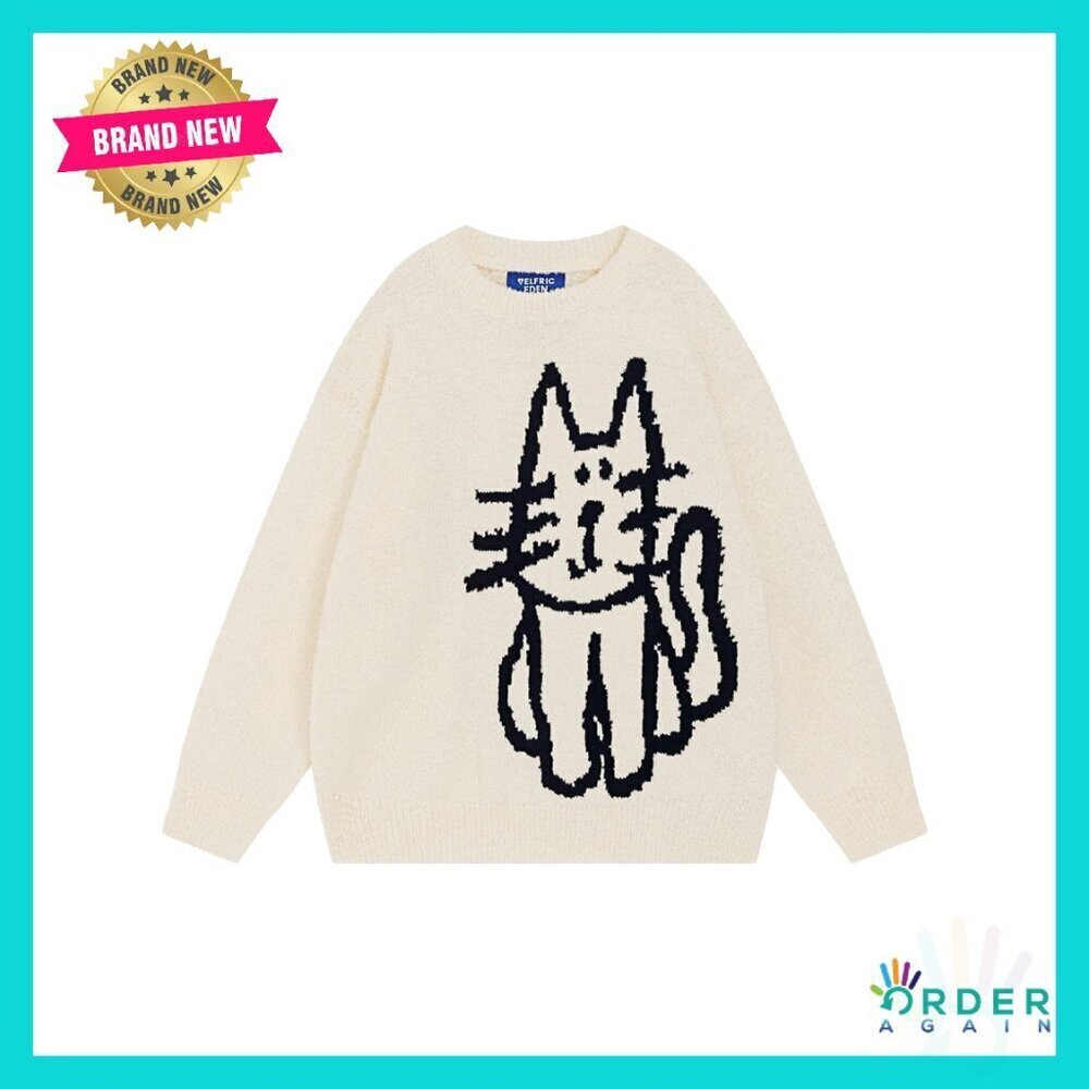 Oversized Pullover Sweater Cute Printed Y2K Chic Unisex Fall Winter Casual